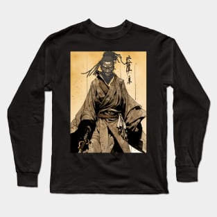 Yasuke Black Samurai in 1579 Feudal Japan No. 9 on a Dark Background Long Sleeve T-Shirt